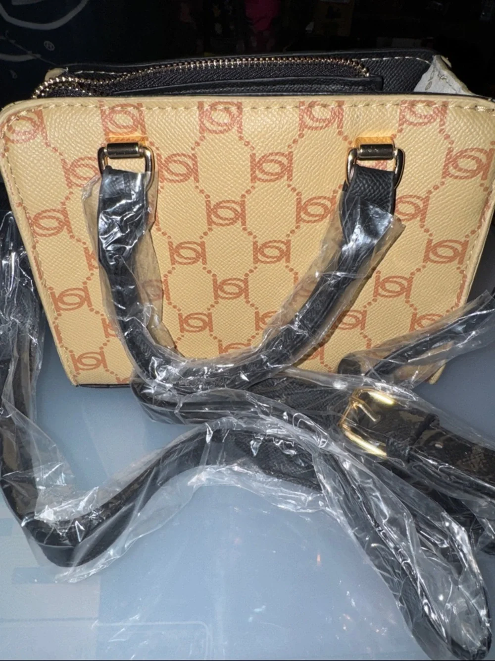 bebe monogram handle crossbody